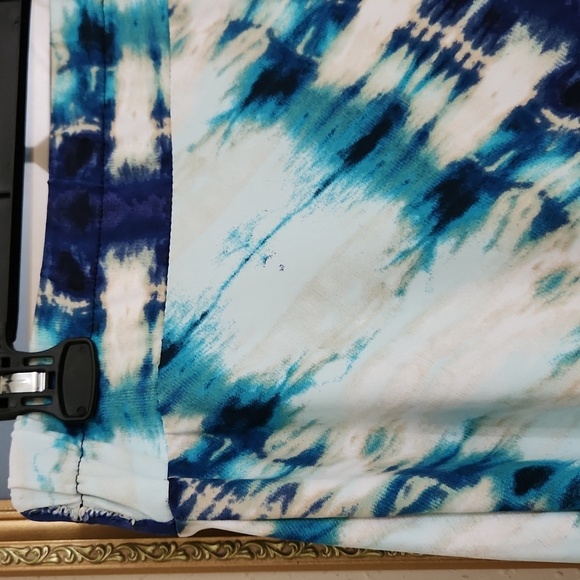 Tye Dye  White Blue A-Line Maxi Skirt Beach Vacation Cruise Summer Brunch Medium - Picture 5 of 8